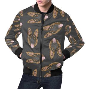 Pattern Print German Shepherd Mens Bomber Jacket