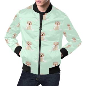 Pattern Print Golden Retriever Mens Bomber Jacket