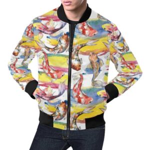 Pattern Print Goldfish Mens Bomber Jacket