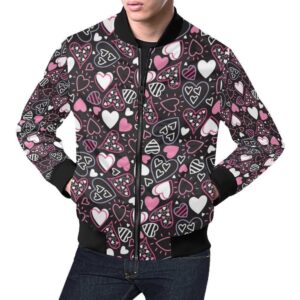 Pattern Print Heart Mens Bomber Jacket