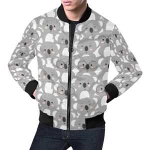 Pattern Print Koala Mens Bomber Jacket