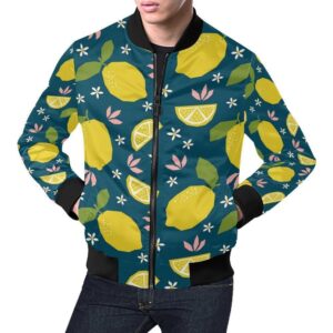 Pattern Print Lemon Mens Bomber Jacket