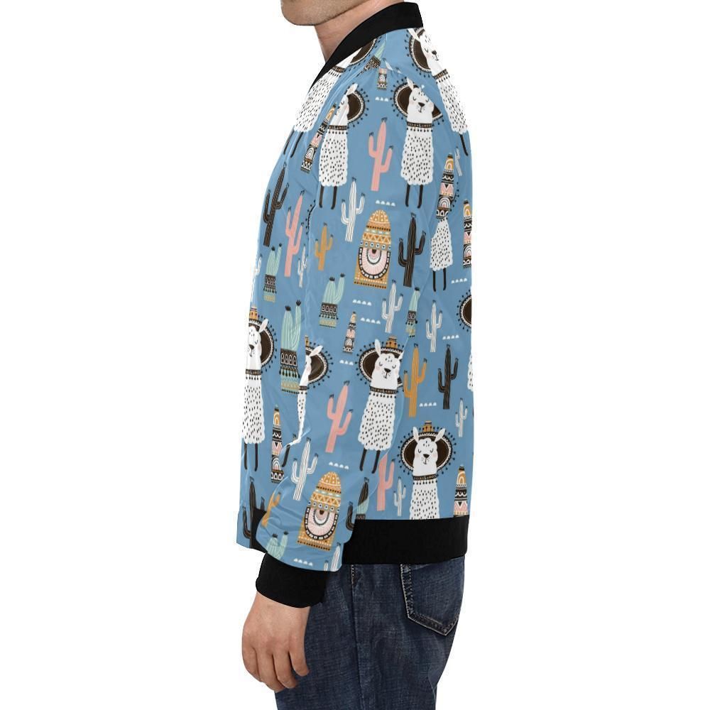 Pattern-Print-Llama-Cactus-Mens-Bomber-Jacket-1