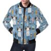 Pattern Print Llama Cactus Mens Bomber Jacket