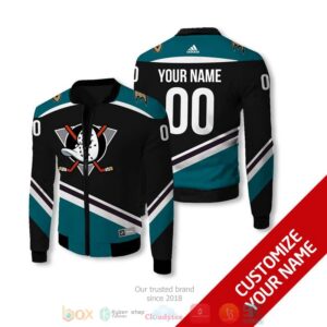 Personalized Anaheim Ducks Nhl Black Green Custom Bomber Jacket