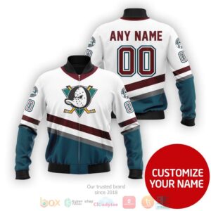 Personalized Anaheim Ducks Nhl Custom White Blue Bomber Jacket