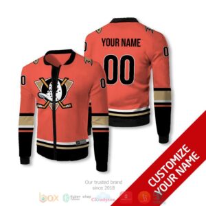 Personalized Anaheim Ducks Nhl Orange Black Custom Bomber Jacket