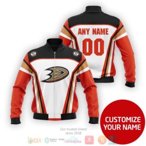 Personalized Anaheim Ducks Nhl White Red Custom Bomber Jacket
