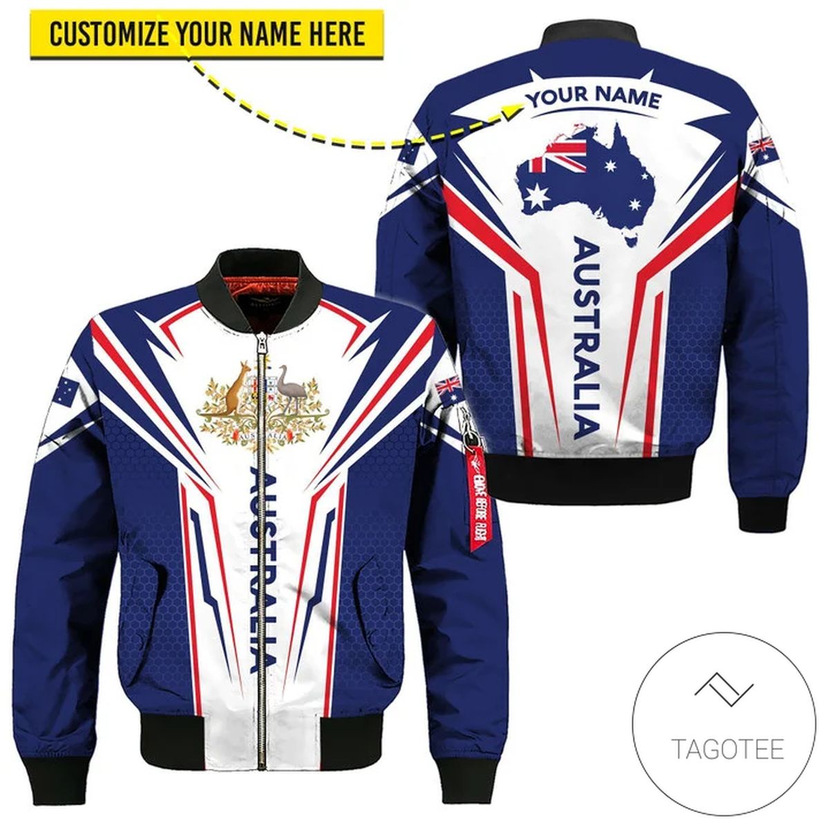 Personalized Australia Map 3D Bomber Jacket Personalized Australia Map 3D Bomber Jacket
