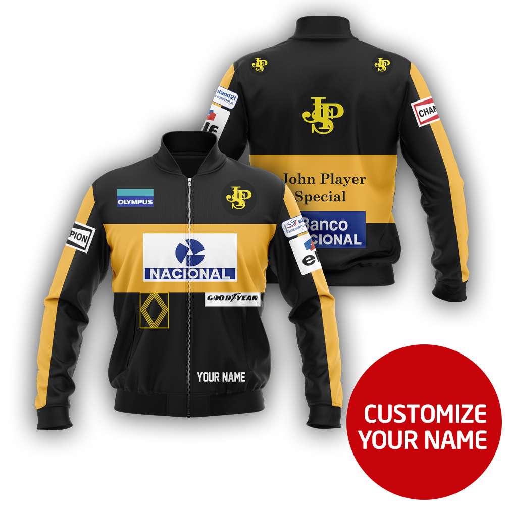 Personalized Banco Nacional Olympus John Player Special Custom Bomber Jacket Personalized Banco Nacional Olympus John Player Special Custom Bomber Jacket