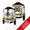 Personalized Boston Bruins Nhl White Black Custom Bomber Jacket