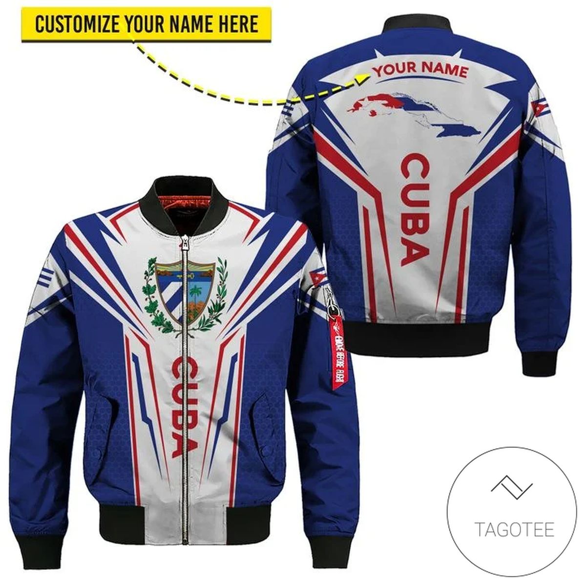 Personalized Cuba Map 3D Bomber Jacket Personalized Cuba Map 3D Bomber Jacket