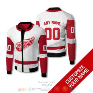 Personalized Detroit Red Wings Nhl White Red Custom Bomber Jacket