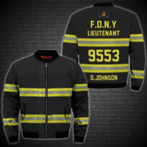 Personalized Firefighter Black Custom 3D Bomber Jacket