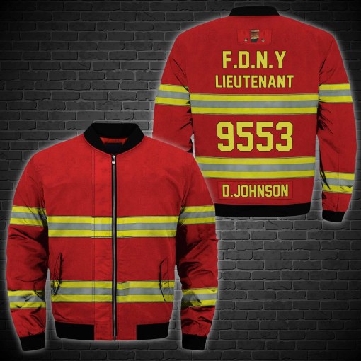Personalized Firefighter Red Custom 3D Bomber Jacket Personalized Firefighter Red Custom 3D Bomber Jacket