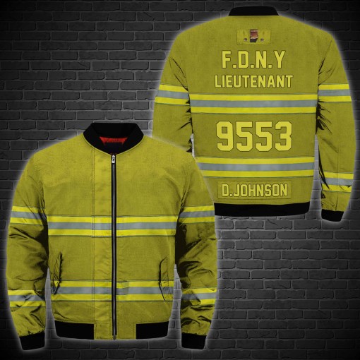 Personalized Firefighter Yellow Custom 3D Bomber Jacket Personalized Firefighter Yellow Custom 3D Bomber Jacket