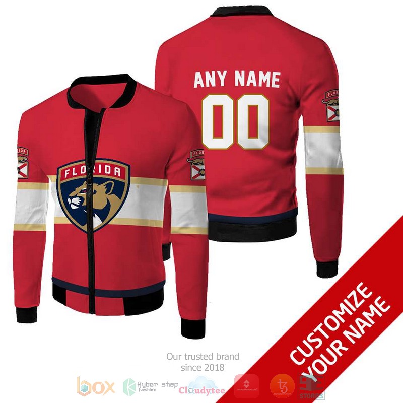 Personalized Florida Panthers Nhl Custom Red Bomber Jacket Personalized Florida Panthers Nhl Custom Red Bomber Jacket
