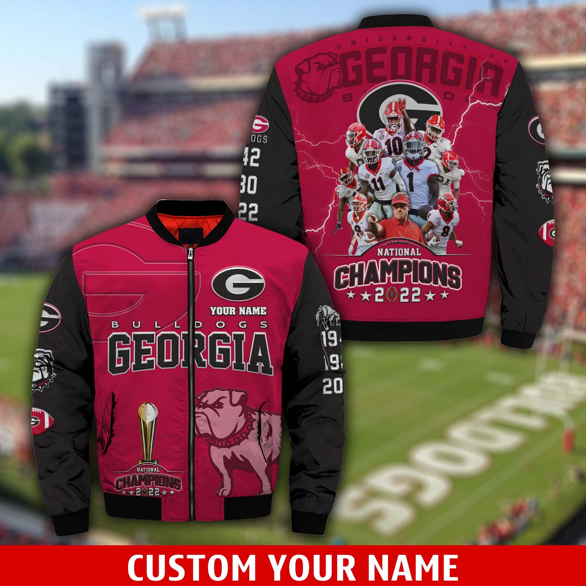 Personalized Georgia Bulldogs National Champions 2022 Custom Bomber Jacket Personalized Georgia Bulldogs National Champions 2022 Custom Bomber Jacket