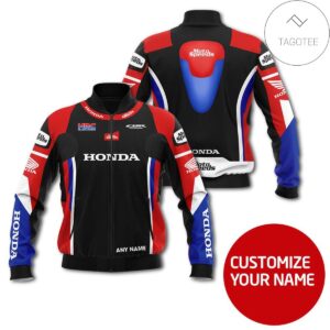Personalized Honda Color Mix Black Motorcycle Racing Team 3D Bomber Jacket