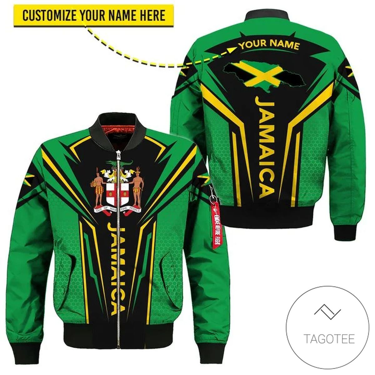 Personalized Jamaica Map 3D Bomber Jacket Personalized Jamaica Map 3D Bomber Jacket