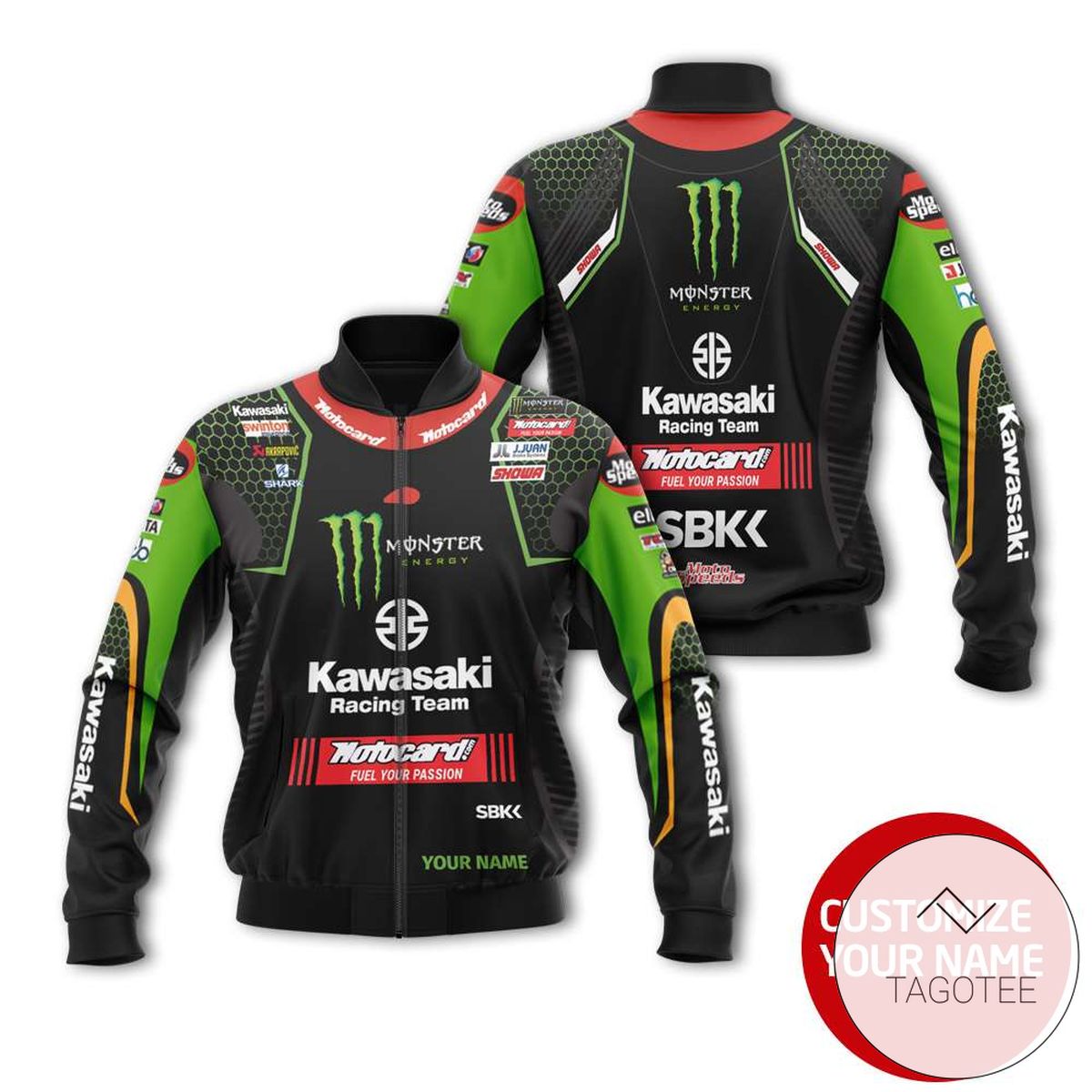 Personalized Kawasaki Branded Unisex Racing 3D Bomber Jacket Personalized Kawasaki Branded Unisex Racing 3D Bomber Jacket