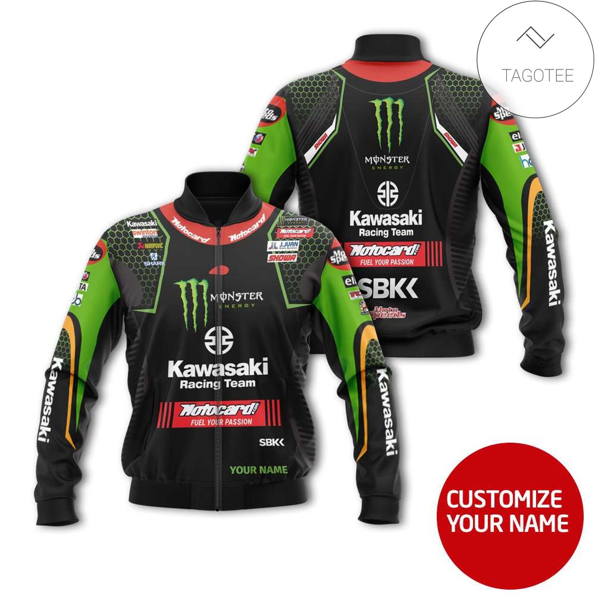 Personalized Kawasaki Racing Team Motorcycle Racing Team 3D Bomber Jacket Personalized Kawasaki Racing Team Motorcycle Racing Team 3D Bomber Jacket