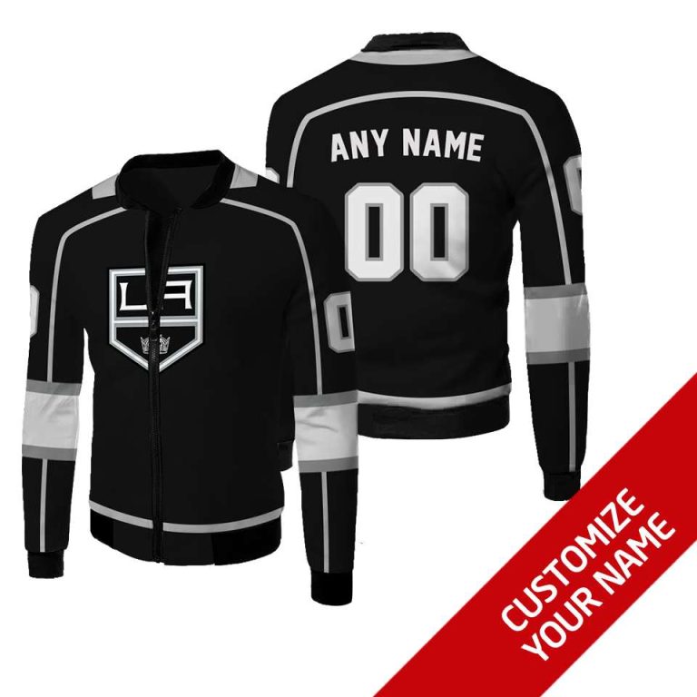 Personalized-Los-Angeles-Kings-Black-Nhl-Custom-Bomber-Jacket-1