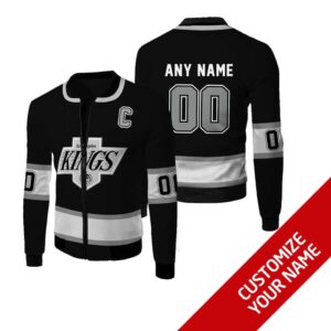 Personalized Los Angeles Kings Black White Nhl Custom Bomber Jacket