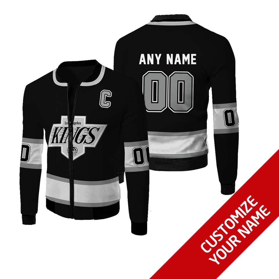 Personalized Los Angeles Kings Black White Nhl Custom Bomber Jacket Personalized Los Angeles Kings Black White Nhl Custom Bomber Jacket