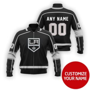 Personalized Los Angeles Kings Nhl Black Grey Custom Bomber Jacket