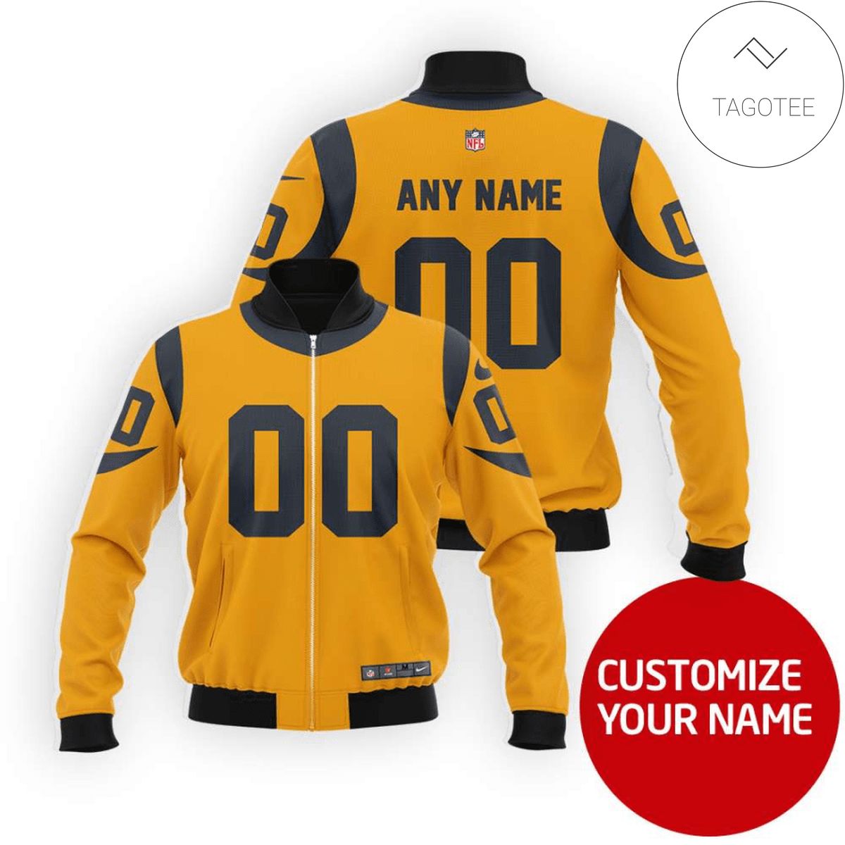 Personalized Los Angeles Ram Yellow 3D Bomber Jacket Personalized Los Angeles Ram Yellow 3D Bomber Jacket
