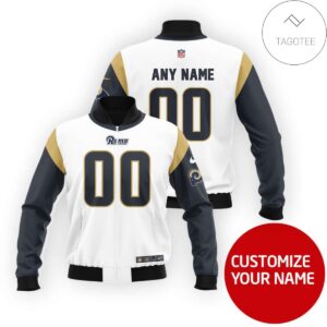 Personalized Los Angeles Rams White 3D Bomber Jacket