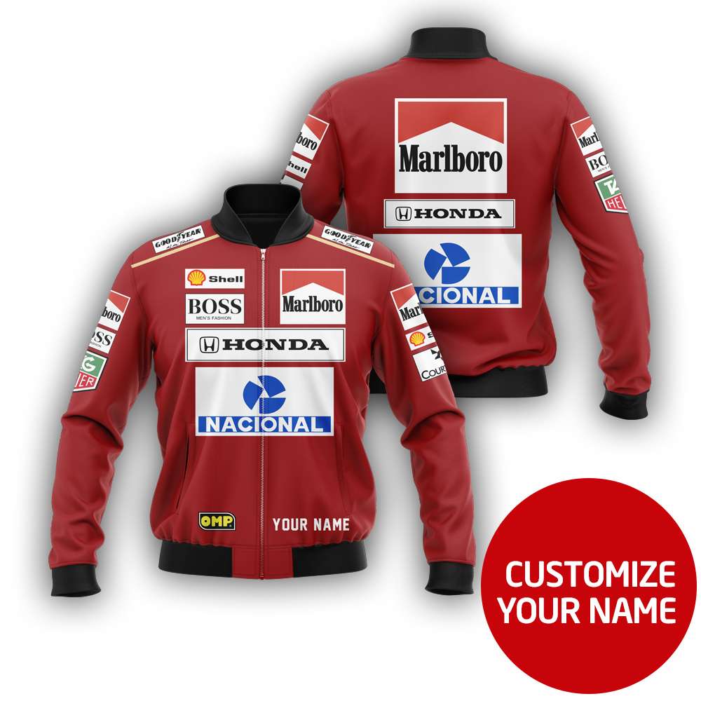 Personalized Marlboro Honda Nacional Custom Bomber Jacket Personalized Marlboro Honda Nacional Custom Bomber Jacket