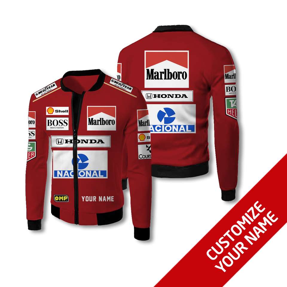 Personalized Marlboro Nacional Honda Custom Bomber Jacket Personalized Marlboro Nacional Honda Custom Bomber Jacket