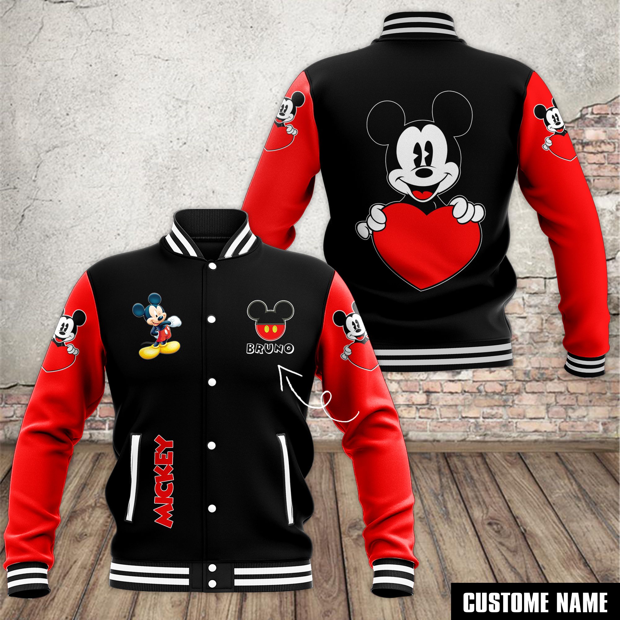 Personalized Mickey Mouse 3D Bomber Jacket Personalized Mickey Mouse 3D Bomber Jacket