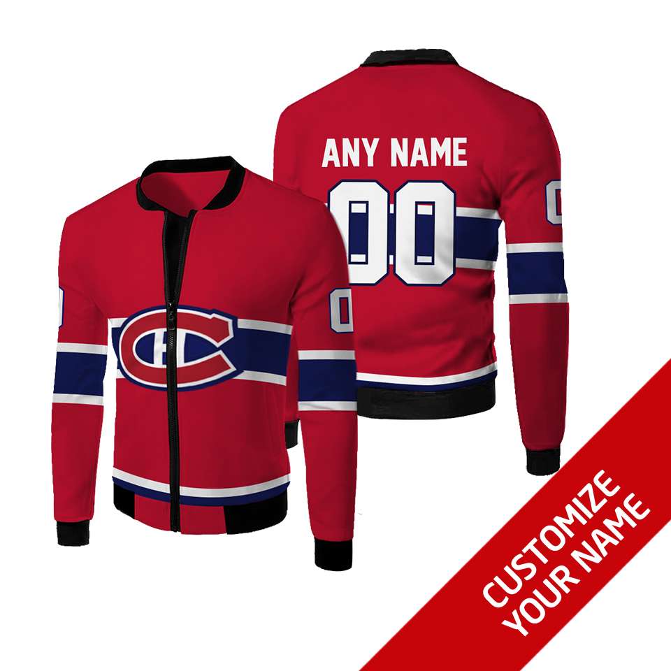 Personalized Montreal Canadiens Red Nhl Custom Bomber Jacket Personalized Montreal Canadiens Red Nhl Custom Bomber Jacket