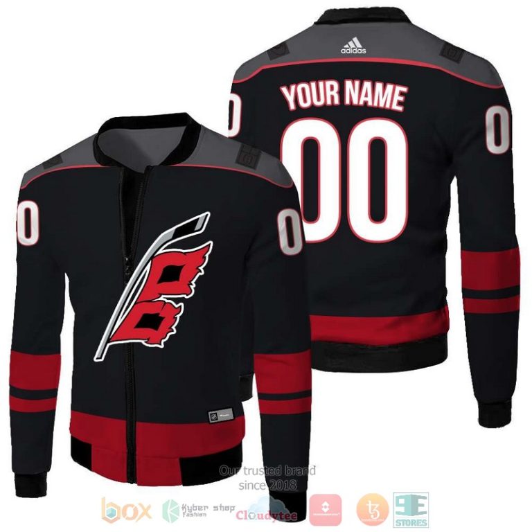 Personalized-Nhl-Carolina-Hurricanes-Black-Red-Custom-Bomber-Jacket-1
