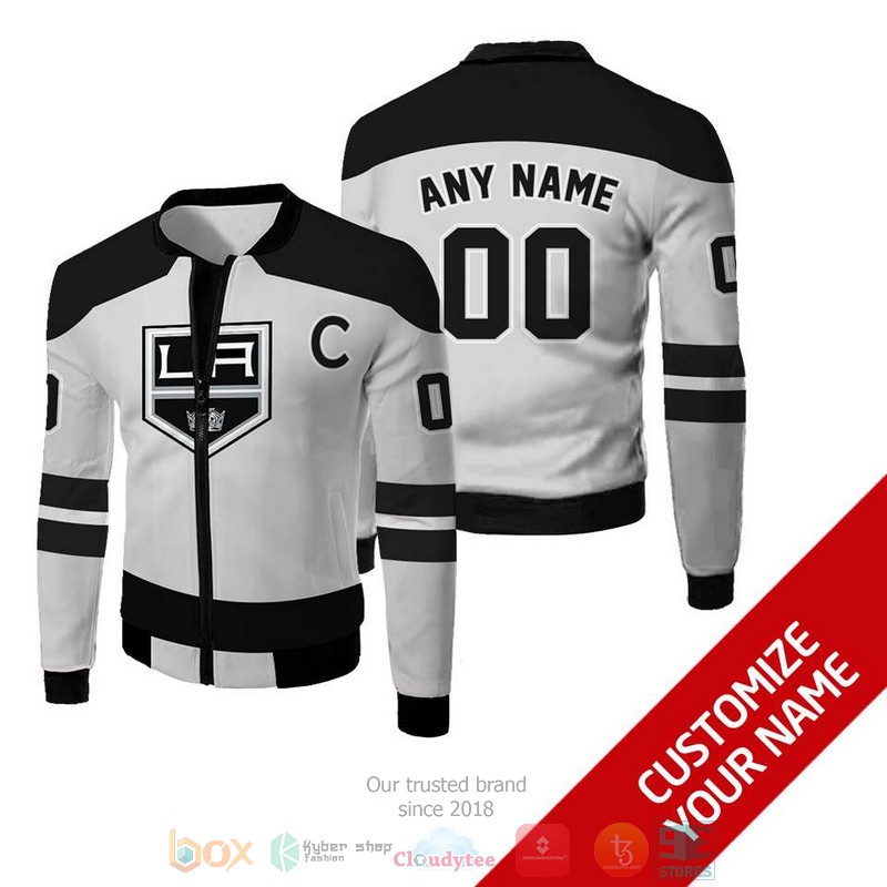 Personalized Nhl Los Angeles Kings Custom Grey Black Bomber Jacket Personalized Nhl Los Angeles Kings Custom Grey Black Bomber Jacket