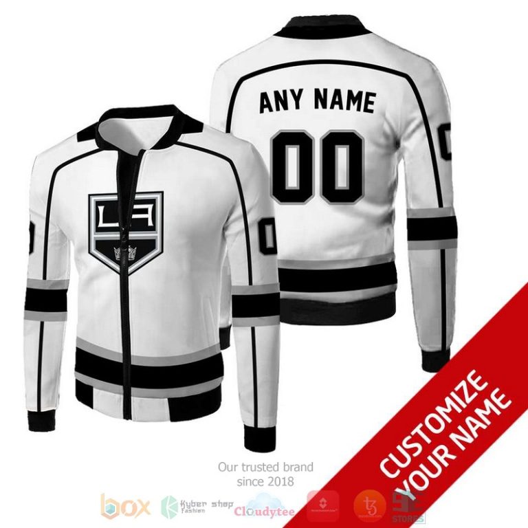 Personalized-Nhl-Los-Angeles-Kings-Custom-White-Bomber-Jacket-1