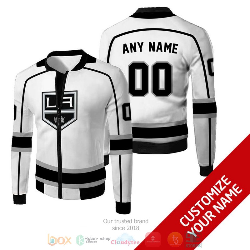 Personalized Nhl Los Angeles Kings Custom White Bomber Jacket Personalized Nhl Los Angeles Kings Custom White Bomber Jacket