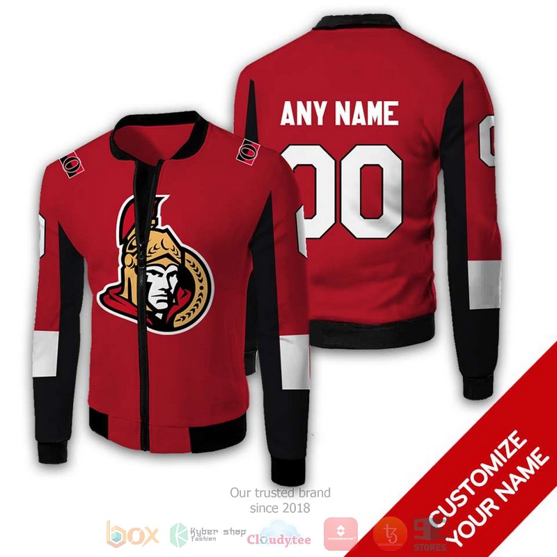 Personalized Nhl Ottawa Senators Logo Custom Red Bomber Jacket Personalized Nhl Ottawa Senators Logo Custom Red Bomber Jacket