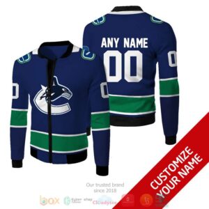 Personalized Nhl Vancouver Canucks Blue Green Custom Bomber Jacket