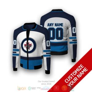 Personalized Nhl Winnipeg Jets Blue White Custom Bomber Jacket