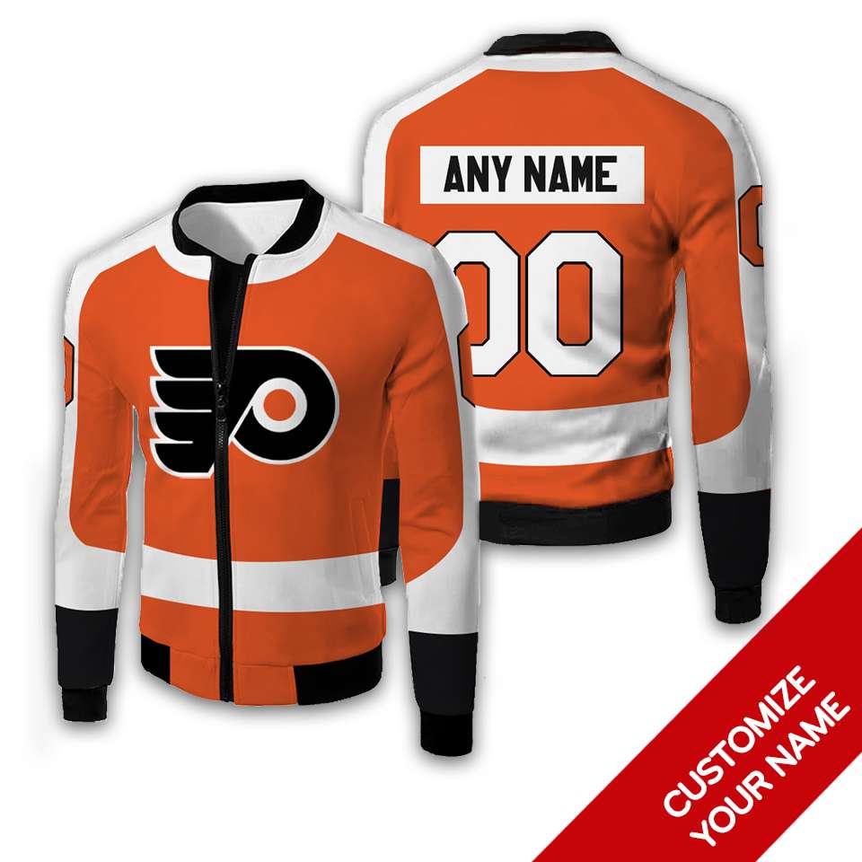 Personalized Philadelphia Flyers Nhl Orange Custom Bomber Jacket Personalized Philadelphia Flyers Nhl Orange Custom Bomber Jacket