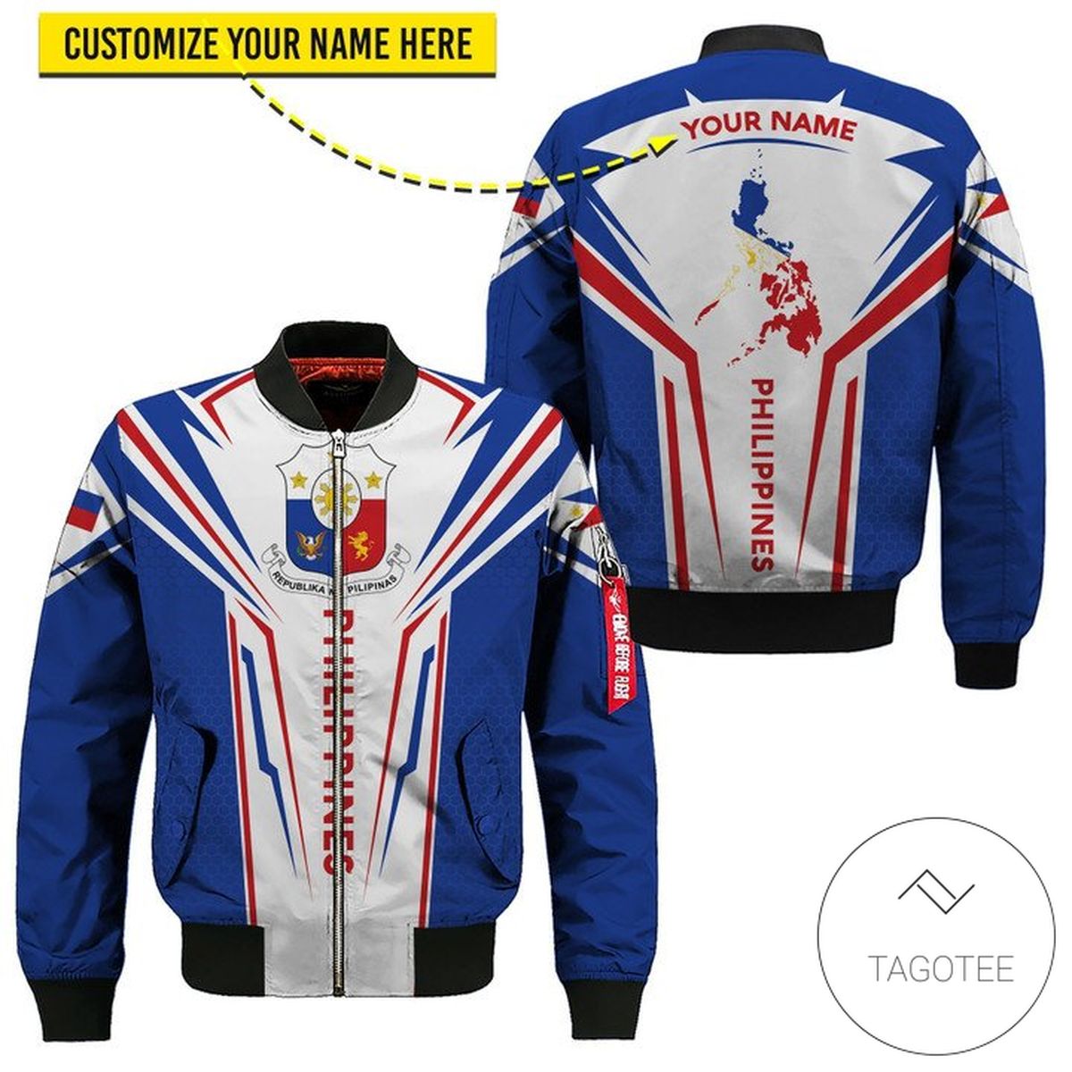 Personalized Philippines Map 3D Bomber Jacket Personalized Philippines Map 3D Bomber Jacket