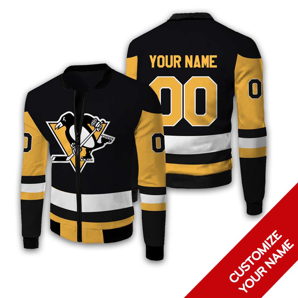 Personalized Pittsburgh Penguins Nhl Black Custom Bomber Jacket Personalized Pittsburgh Penguins Nhl Black Custom Bomber Jacket