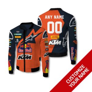 Personalized Red Bull Ktm Orange Blue Custom Bomber Jacket