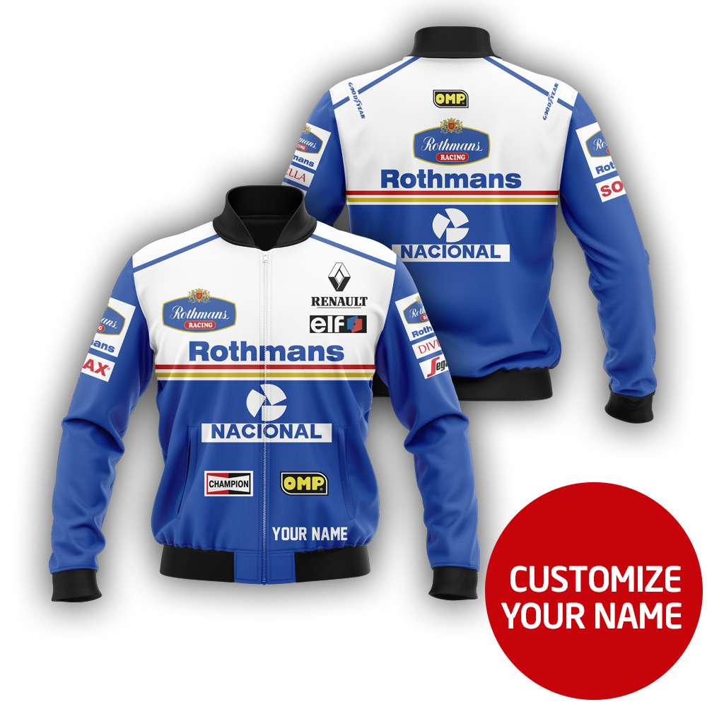 Personalized Rothmans Racing Nacional Renault Custom Bomber Jacket Personalized Rothmans Racing Nacional Renault Custom Bomber Jacket