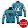 Personalized San Jose Sharks Nhl Light Blue Custom Bomber Jacket