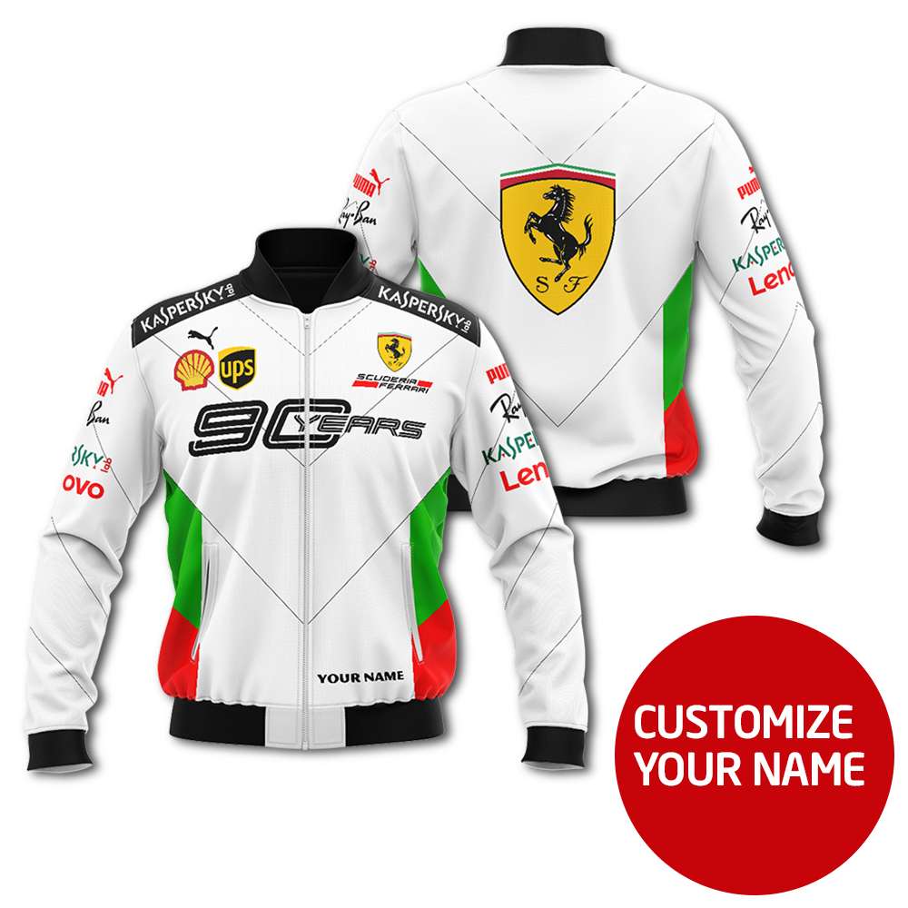 Personalized Scuderia Ferrari 90 Years Custom Bomber Jacket Personalized Scuderia Ferrari 90 Years Custom Bomber Jacket